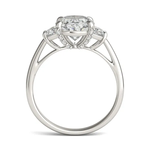 3 3/4 CTW Oval HOLYCOME Lab Grown Diamond Half Moon Accented Engagement Ring 14K White Gold