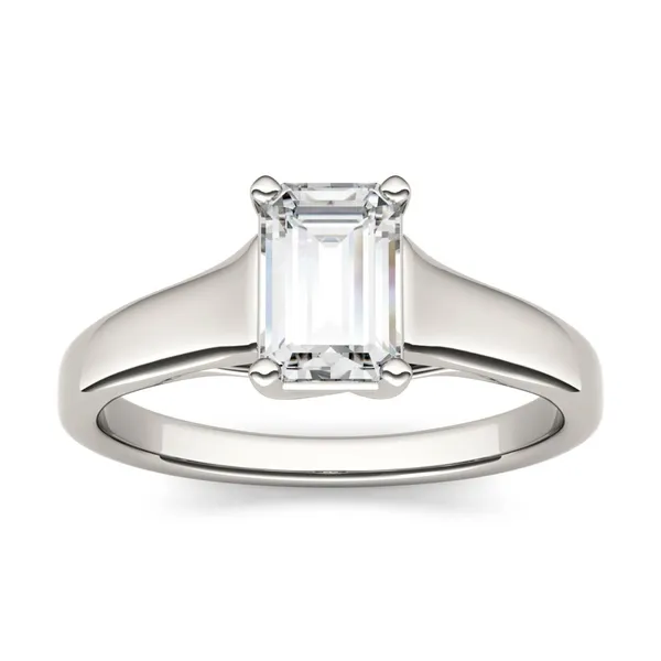 1.01 CTW DEW Emerald HOLYCOME Moissanite Solitaire Engagement Ring in 14K White Gold