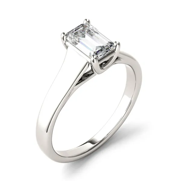 1.01 CTW DEW Emerald HOLYCOME Moissanite Solitaire Engagement Ring in 14K White Gold