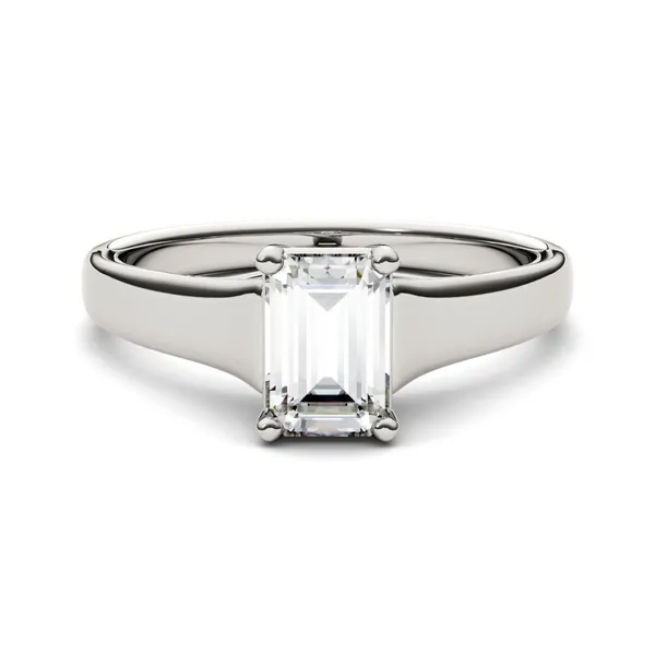 1.01 CTW DEW Emerald HOLYCOME Moissanite Solitaire Engagement Ring in 14K White Gold