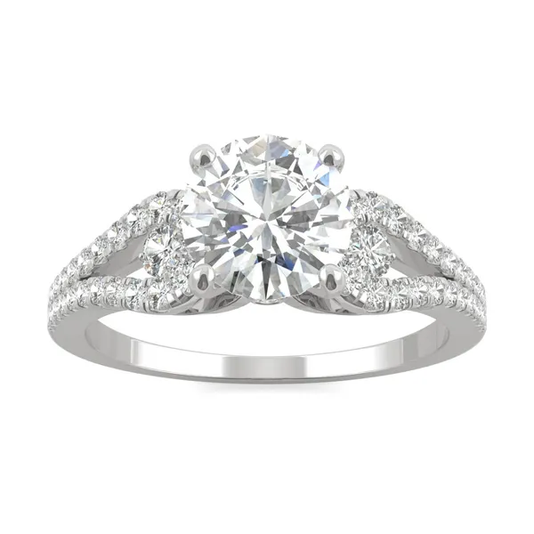 2.18 CTW DEW Round HOLYCOME Moissanite Love Knot Engagement Ring in 14K White Gold
