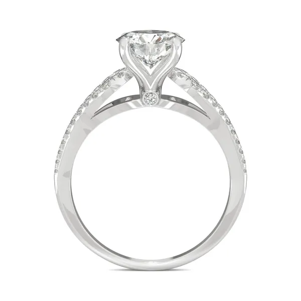 2.18 CTW DEW Round HOLYCOME Moissanite Love Knot Engagement Ring in 14K White Gold