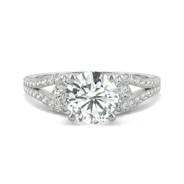 2.18 CTW DEW Round HOLYCOME Moissanite Love Knot Engagement Ring in 14K White Gold