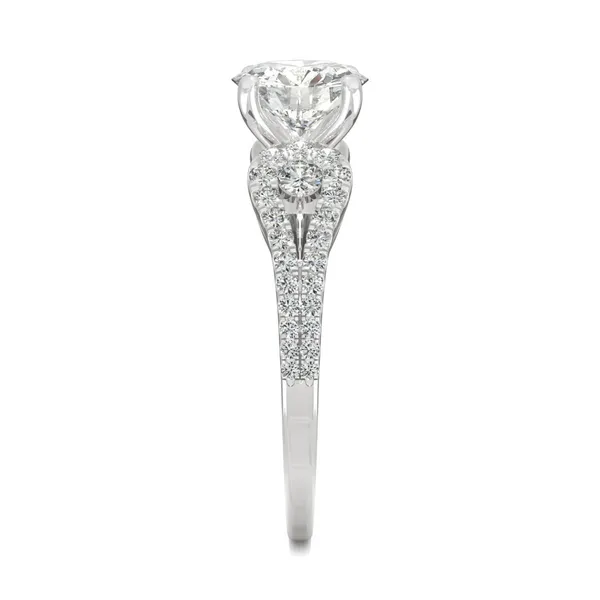 2.18 CTW DEW Round HOLYCOME Moissanite Love Knot Engagement Ring in 14K White Gold
