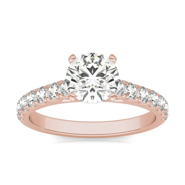 1 CTW Round HOLYCOME Lab Grown Diamond Solitaire with Side Accents Engagement Ring 18K Rose Gold