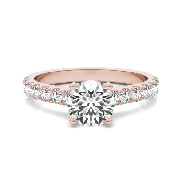 1 CTW Round HOLYCOME Lab Grown Diamond Solitaire with Side Accents Engagement Ring 18K Rose Gold
