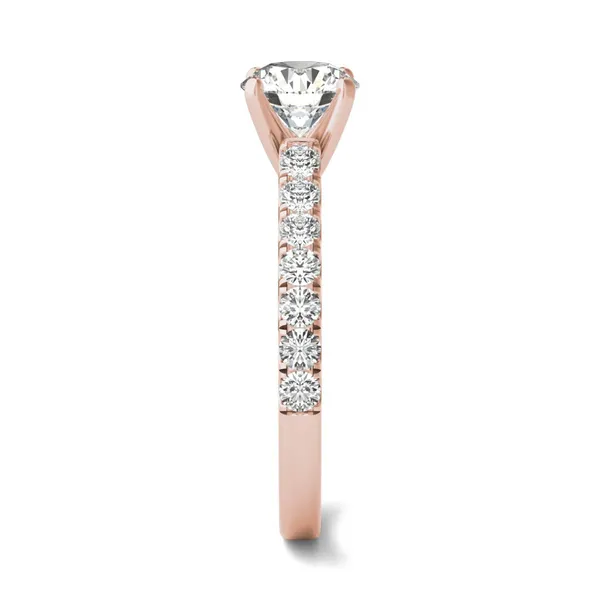 1 CTW Round HOLYCOME Lab Grown Diamond Solitaire with Side Accents Engagement Ring 18K Rose Gold