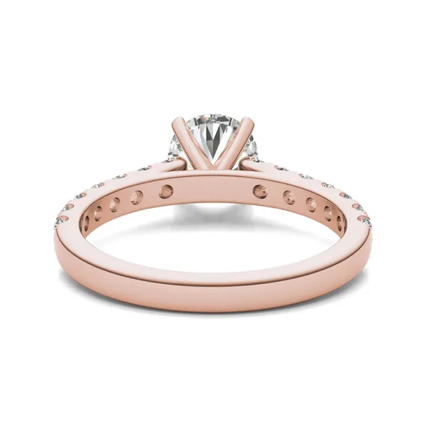 1 CTW Round HOLYCOME Lab Grown Diamond Solitaire with Side Accents Engagement Ring 18K Rose Gold