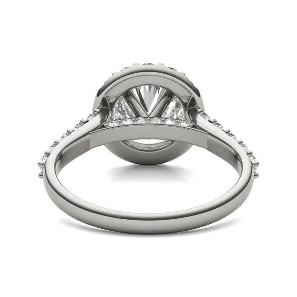 2 1/2 CTW Round Caydia Lab Grown Diamond Shared Prong Halo Engagement Ring 18K White Gold