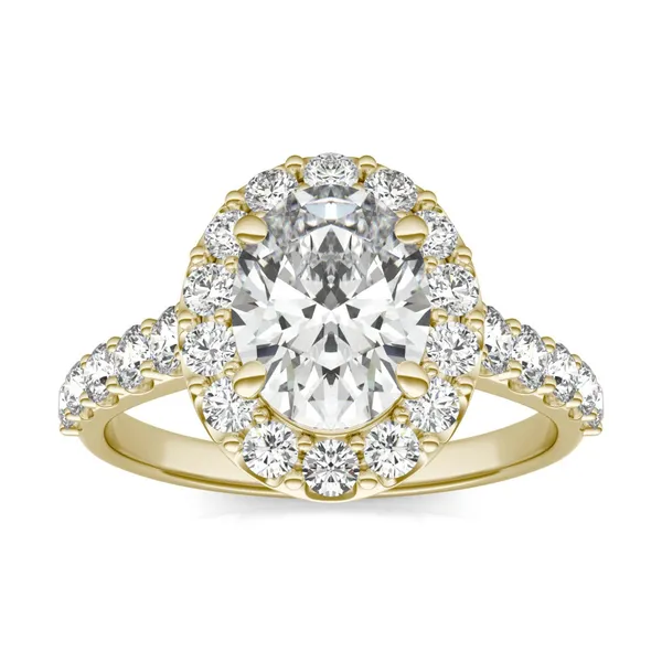 3 CTW Oval HOLYCOME Lab Grown Diamond Shared Prong Halo Engagement Ring 18K Yellow Gold