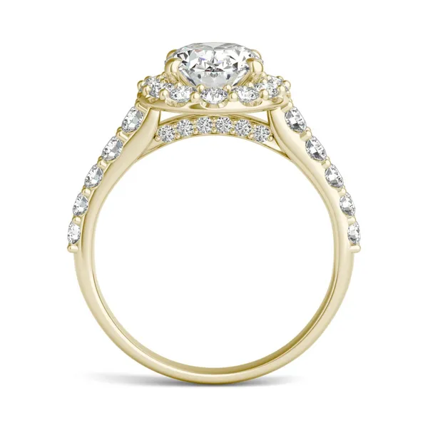 3 CTW Oval HOLYCOME Lab Grown Diamond Shared Prong Halo Engagement Ring 18K Yellow Gold