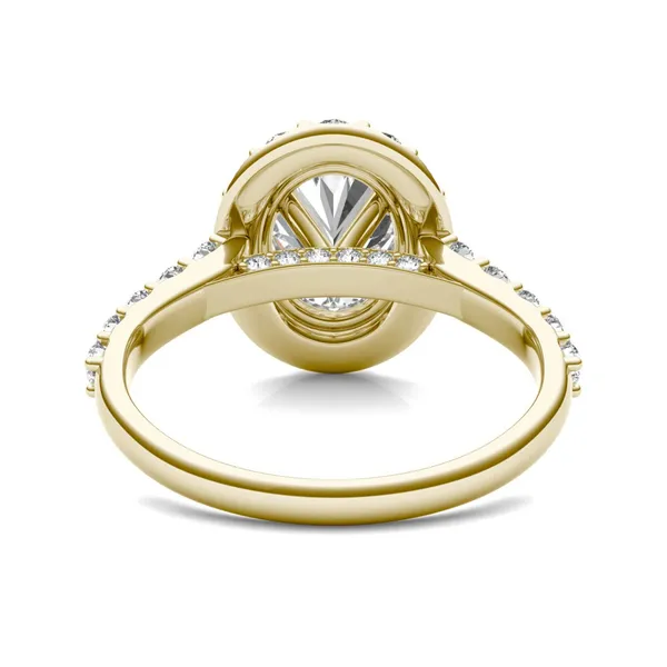 3 CTW Oval HOLYCOME Lab Grown Diamond Shared Prong Halo Engagement Ring 18K Yellow Gold