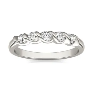 1/4 CTW Round Caydia Lab Grown Diamond Five Stone Twist Anniversary Band 14K White Gold image, 1/4 CTW Round Caydia Lab Grown Diamond Five Stone Twist Anniversary Band 14K White Gold
