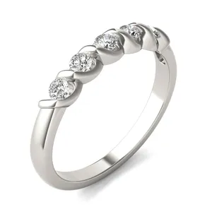 1/4 CTW Round Caydia Lab Grown Diamond Five Stone Twist Anniversary Band 14K White Gold image, 1/4 CTW Round Caydia Lab Grown Diamond Five Stone Twist Anniversary Band 14K White Gold