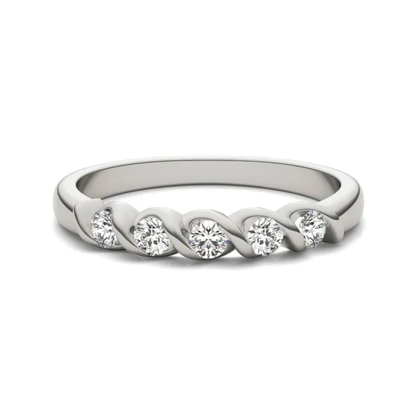 1/4 CTW Round Caydia Lab Grown Diamond Five Stone Twist Anniversary Band 14K White Gold