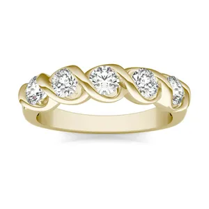 1/2 CTW Round Caydia Lab Grown Diamond Five Stone Twist Anniversary Band 14K Yellow Gold image, 1/2 CTW Round Caydia Lab Grown Diamond Five Stone Twist Anniversary Band 14K Yellow Gold