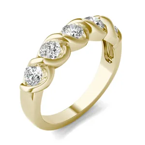 1/2 CTW Round Caydia Lab Grown Diamond Five Stone Twist Anniversary Band 14K Yellow Gold image, 1/2 CTW Round Caydia Lab Grown Diamond Five Stone Twist Anniversary Band 14K Yellow Gold