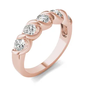 1/2 CTW Round Caydia Lab Grown Diamond Five Stone Twist Anniversary Band 14K Rose Gold image, 1/2 CTW Round Caydia Lab Grown Diamond Five Stone Twist Anniversary Band 14K Rose Gold