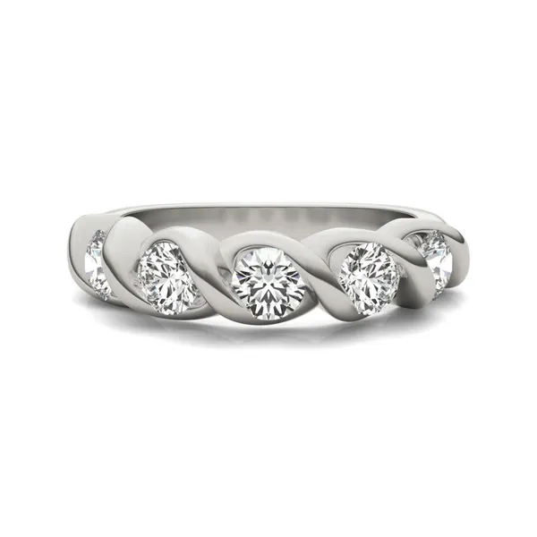 1 1/4 CTW Round HOLYCOME Lab Grown Diamond Five Stone Twist Anniversary Band 14K White Gold