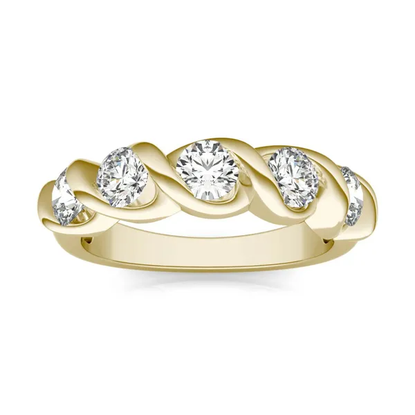 1 1/4 CTW Round HOLYCOME Lab Grown Diamond Five Stone Twist Anniversary Band 18K Yellow Gold