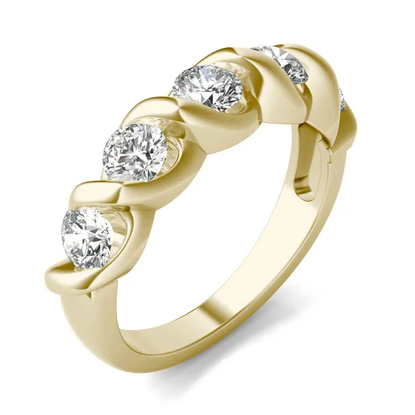 1 1/4 CTW Round HOLYCOME Lab Grown Diamond Five Stone Twist Anniversary Band 18K Yellow Gold