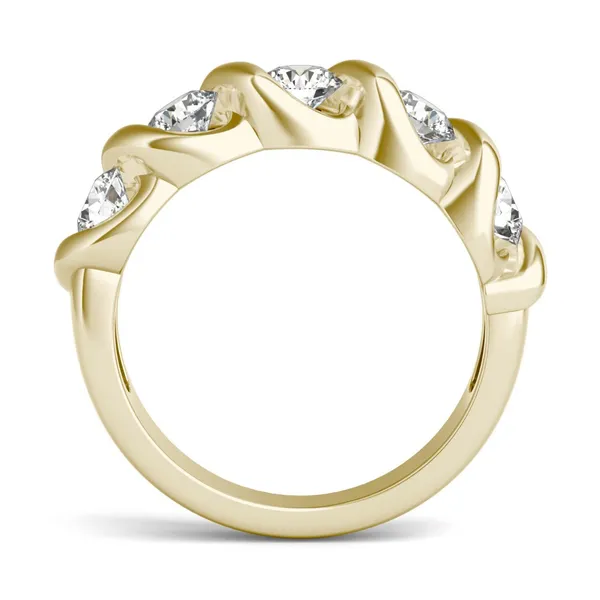 1 1/4 CTW Round HOLYCOME Lab Grown Diamond Five Stone Twist Anniversary Band 18K Yellow Gold