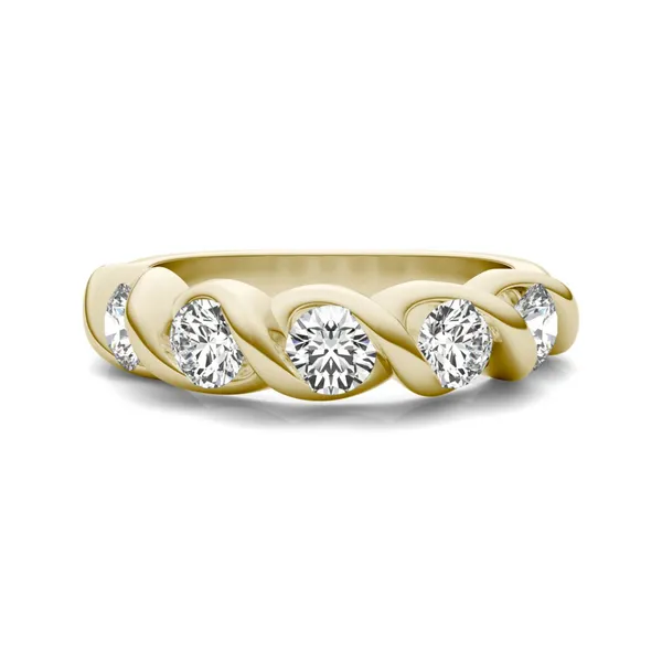 1 1/4 CTW Round HOLYCOME Lab Grown Diamond Five Stone Twist Anniversary Band 18K Yellow Gold