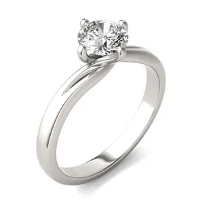 3/4 CTW Round Caydia Lab Grown Diamond Four Prong Twist Solitaire Engagement Ring 14K White Gold image, 3/4 CTW Round Caydia Lab Grown Diamond Four Prong Twist Solitaire Engagement Ring 14K White Gold
