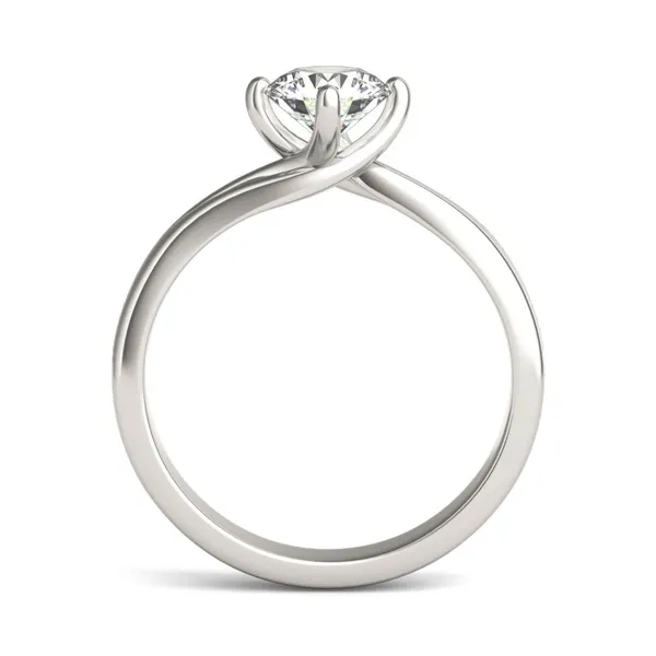 3/4 CTW Round Caydia Lab Grown Diamond Four Prong Twist Solitaire Engagement Ring 14K White Gold