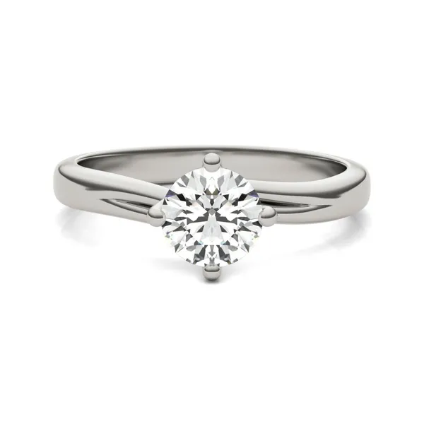 3/4 CTW Round Caydia Lab Grown Diamond Four Prong Twist Solitaire Engagement Ring 14K White Gold