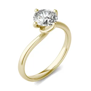1 CTW Round Caydia Lab Grown Diamond Twisted Gallery Solitaire Engagement Ring 14K Yellow Gold image, 1 CTW Round Caydia Lab Grown Diamond Twisted Gallery Solitaire Engagement Ring 14K Yellow Gold