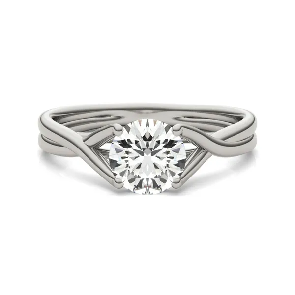 1 CTW Round HOLYCOME Lab Grown Diamond Interlaced Solitaire Engagement Ring 14K White Gold
