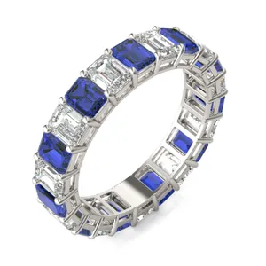 Sapphire Alternating Basket Eternity Band image, Sapphire Alternating Basket Eternity Band