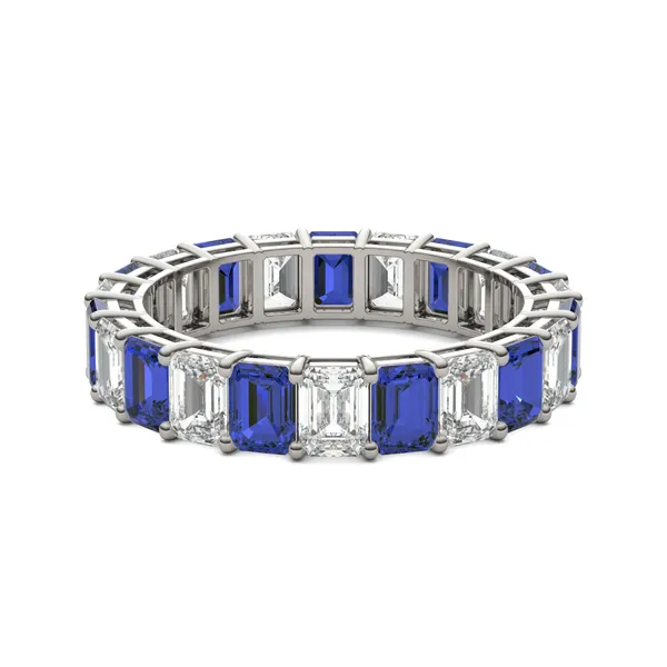 Sapphire Alternating Basket Eternity Band