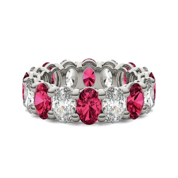Oval Alternating Basket Ruby Eternity Band