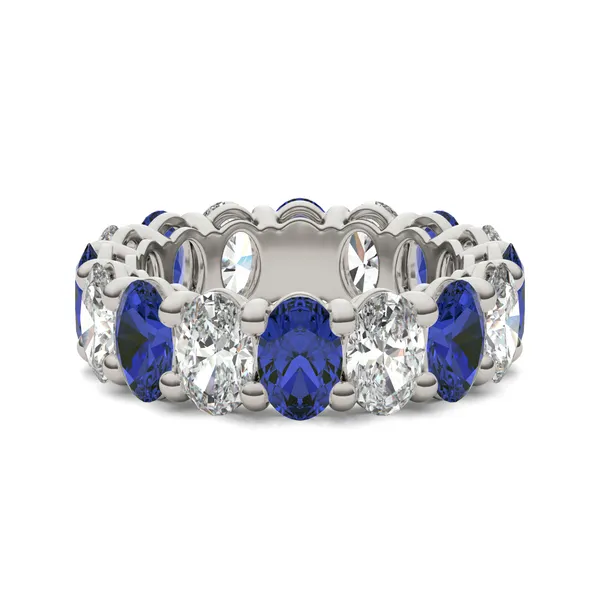 Oval Alternating Basket Sapphire Eternity Band