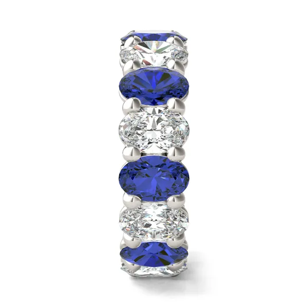 Oval Alternating Basket Sapphire Eternity Band