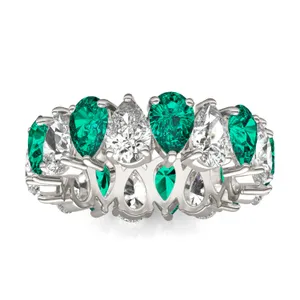 Pear Alternating Emerald Eternity Band image, Pear Alternating Emerald Eternity Band