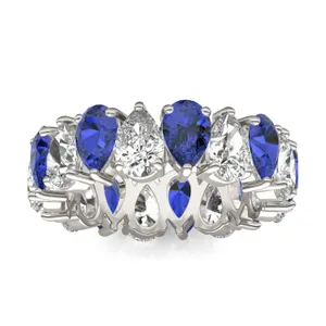 Pear Alternating Sapphire Eternity Band
