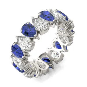 Pear Alternating Sapphire Eternity Band