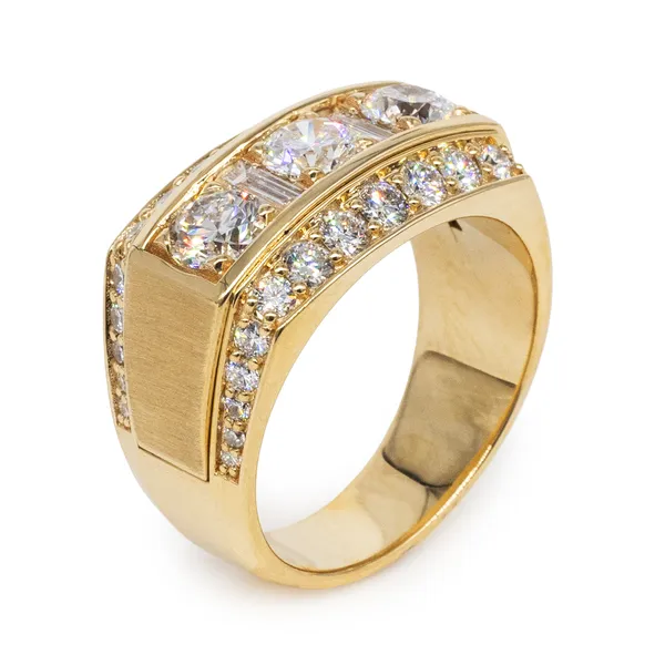 3.14 CTW Three-Stone Accented Men's Ring