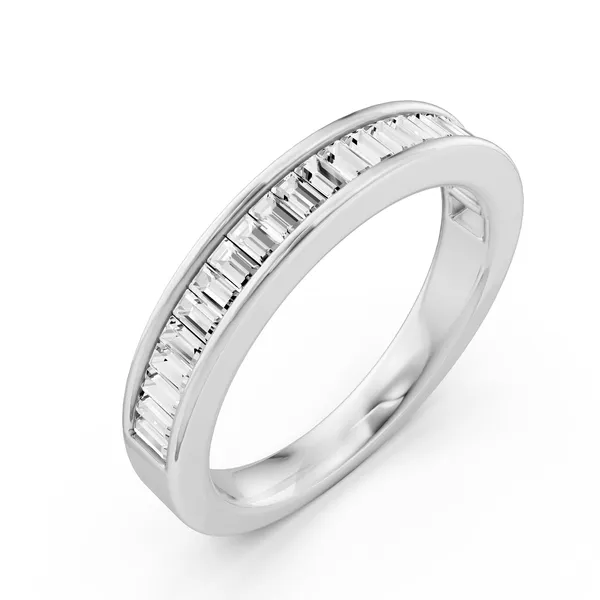 Channel Set Baguette Wedding Band