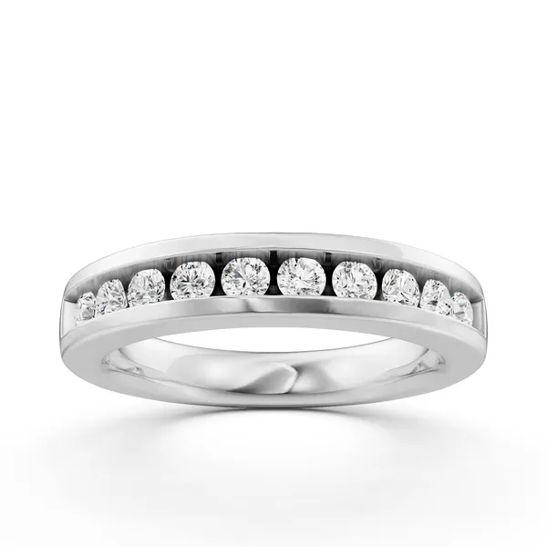Channel Set Round Wedding Band