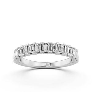 Prong Set Emerald Wedding Band