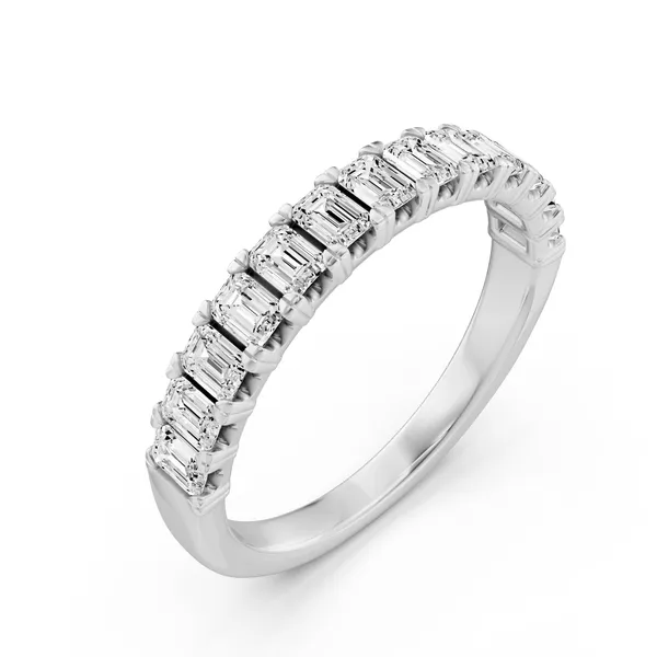 Prong Set Emerald Wedding Band