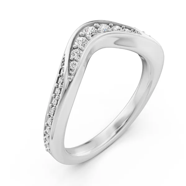 Ribbon Curve Round Wedding Band