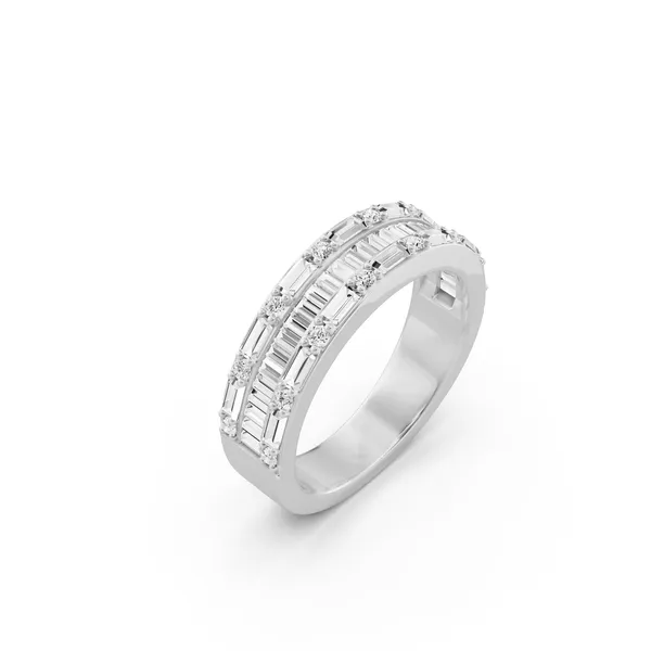 Three Row Baguette and Round Fashion Band