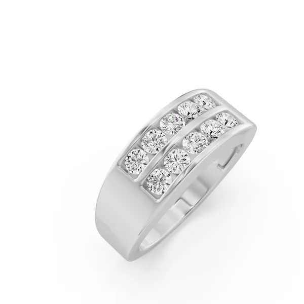 Round Double Row Channel Set Men's Band