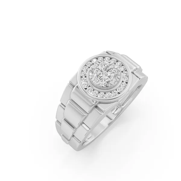 Round Diamond Signet Men's Band
