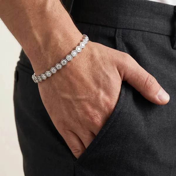 Men's Hexagon Diamond Link Essentials Bracelet